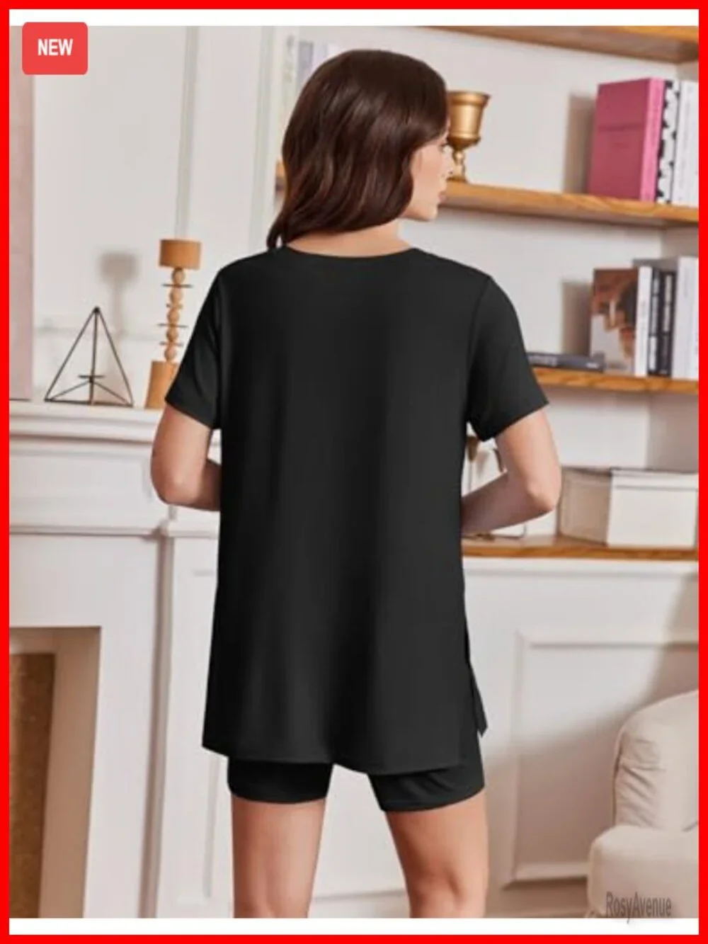 2 Piece Short Sleeve Pajama Set Lounge Set with Biker Shorts